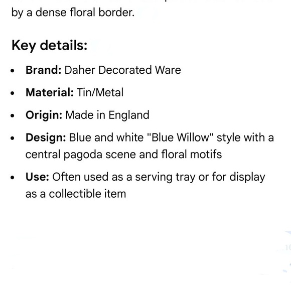 Vintage Daher Blue and White Decorative Plate - Picture 3 of 4